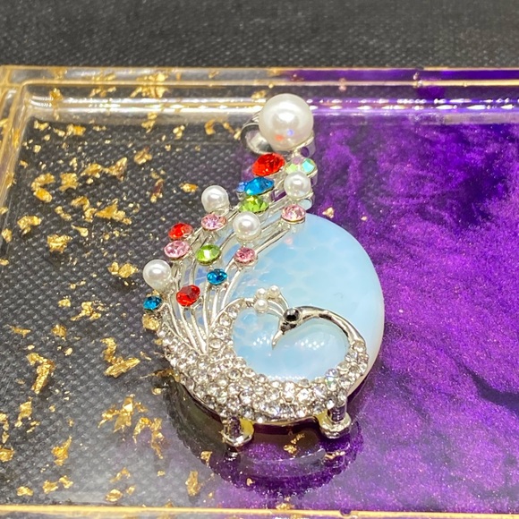 Peacock Large Pendant Multi Color Gems - Picture 2 of 2